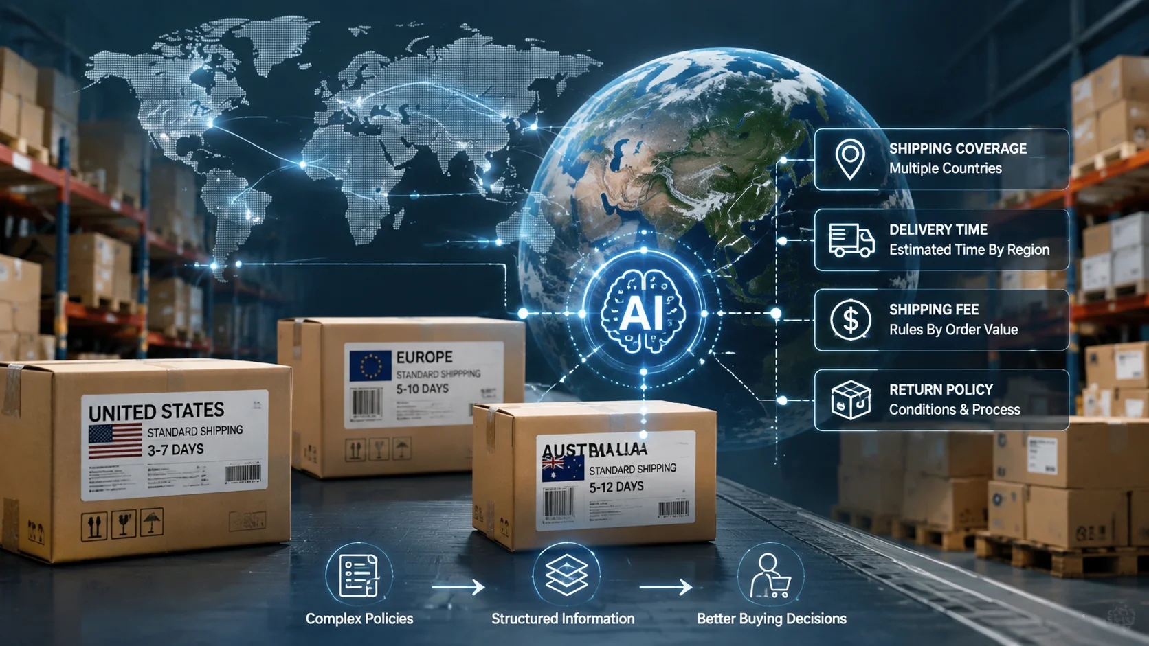 Cross-border e-commerce shipping rules are complex. How can you help AI correctly understand shipping costs and return policies across different count
